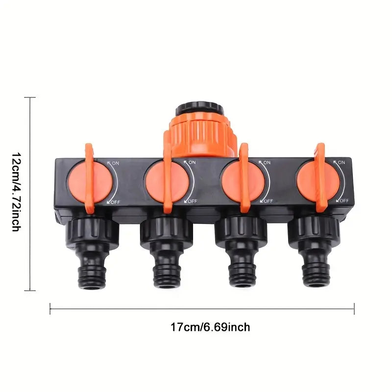 Conector furtun de grădină cu 4 căi