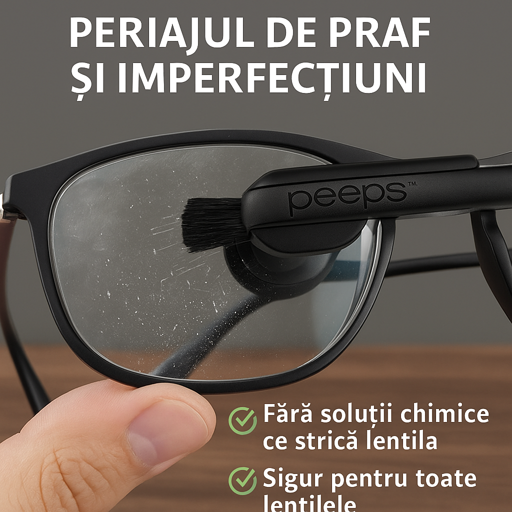 Dispozitiv pentru curățarea ochelarilor – fără chimicale, fără zgârieturi