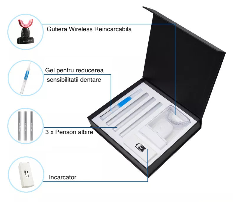Kit profesional de albire al dintilor wireless