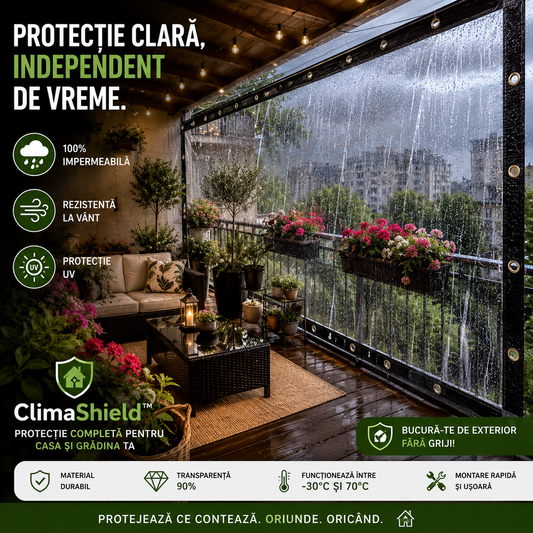 Prelată Transparentă Impermeabilă ClimaShield™