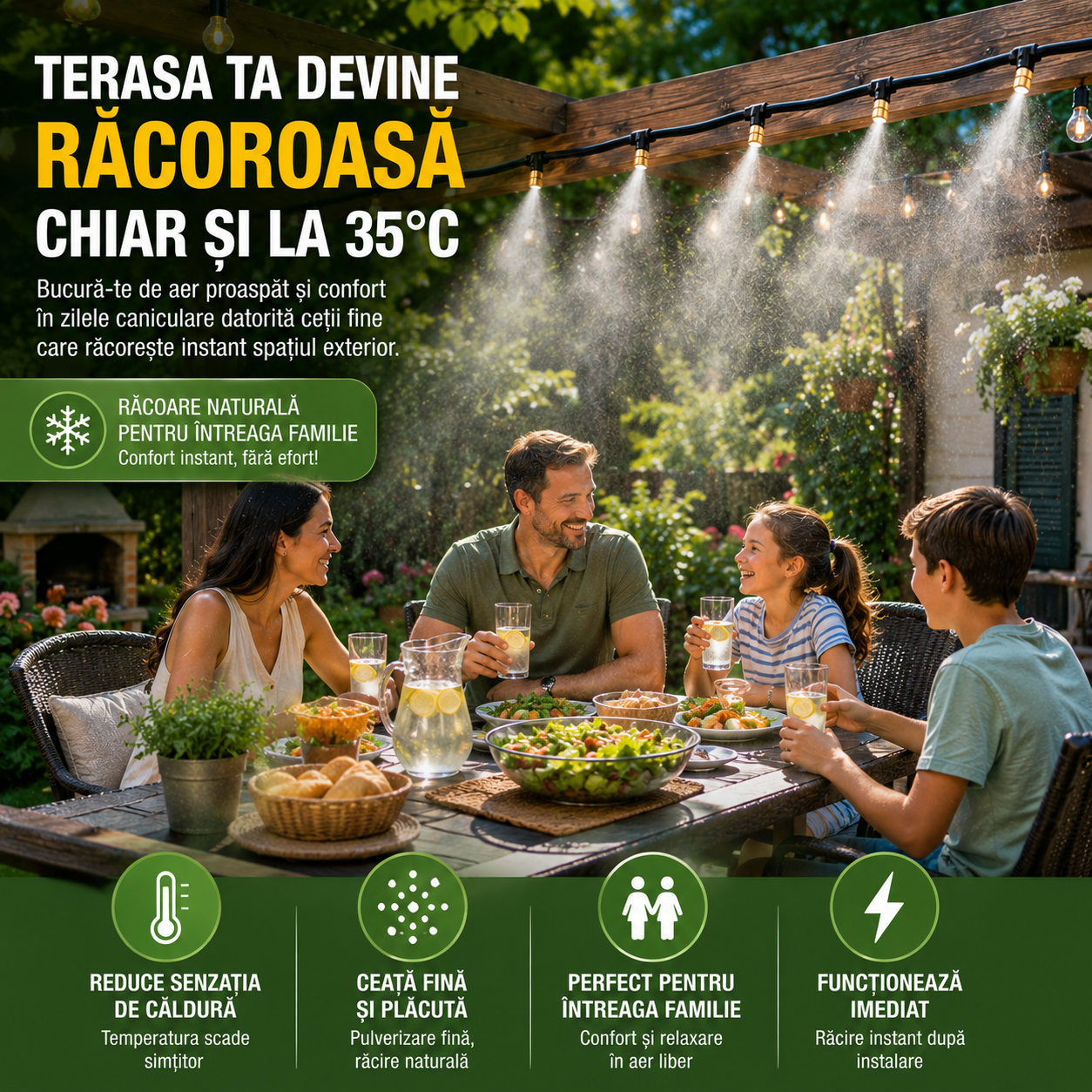 SISTEM DE IRIGARE & RĂCIRE CU CEAȚĂ MistGarden Pro™