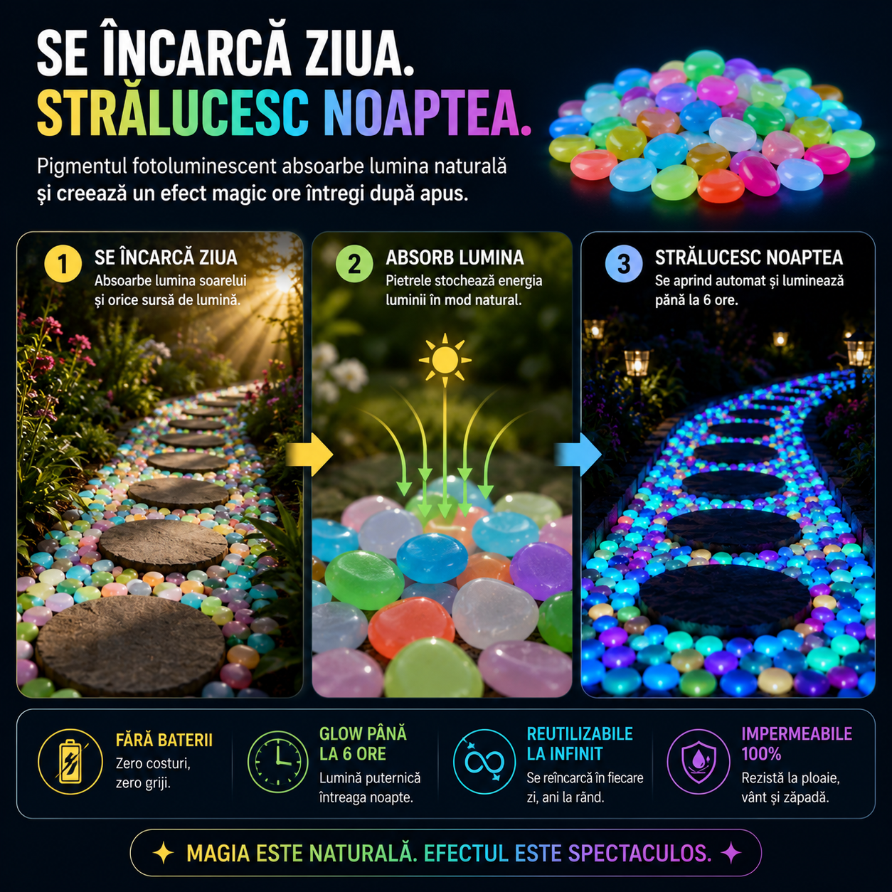 LumiPietre™ Grădina ta strălucește noaptea