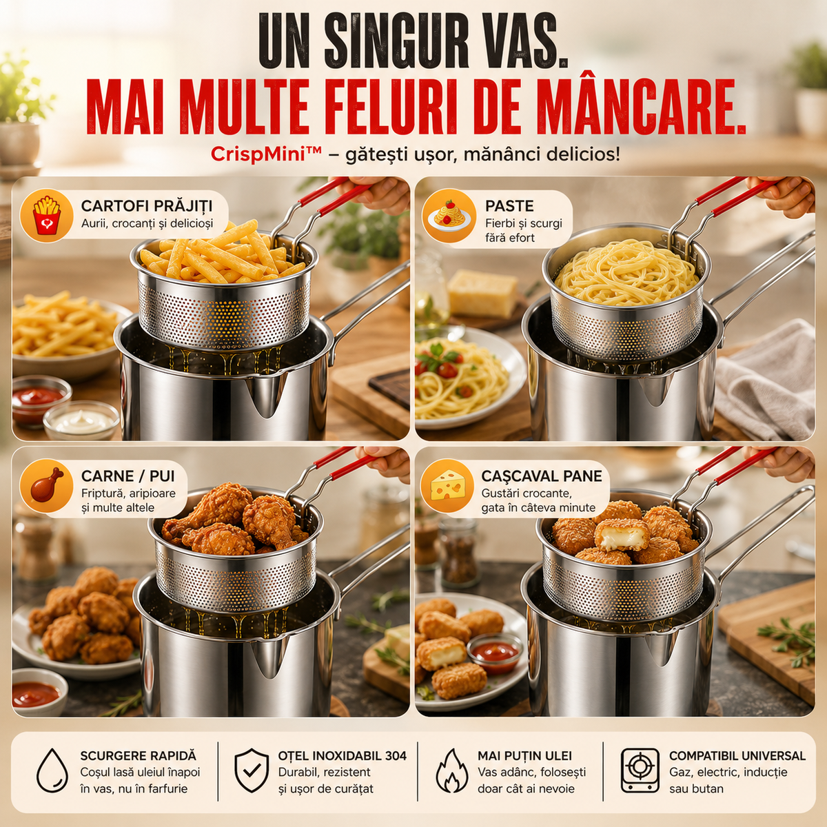 Mini Friteuză Inox CrispMini™