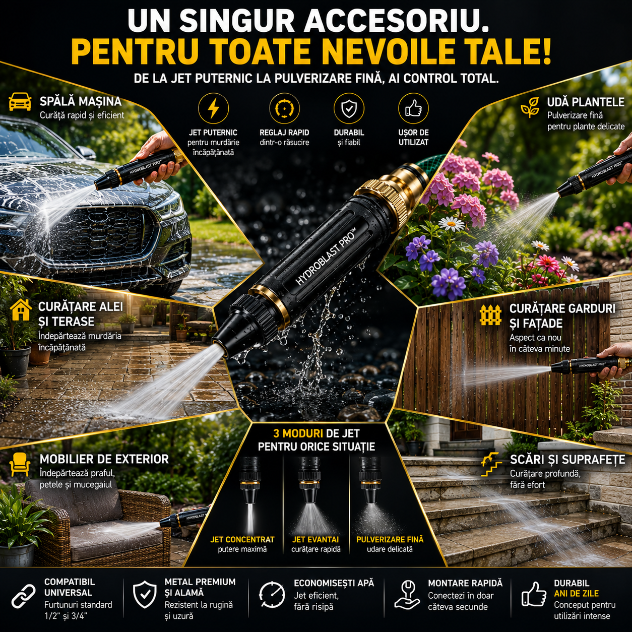 Pistol cu Jet de Înaltă Presiune — HydroBlast Pro™