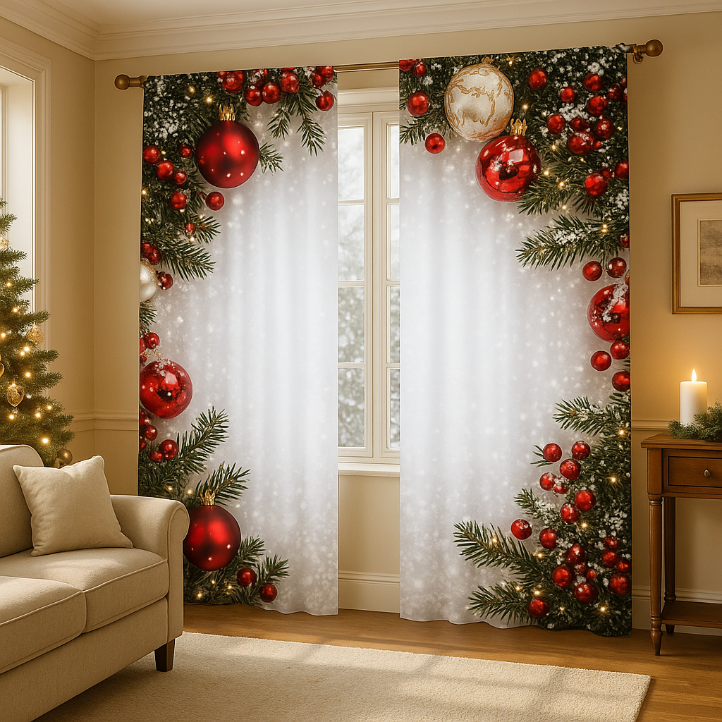 Perdele decorative de Crăciun (set de două piese)