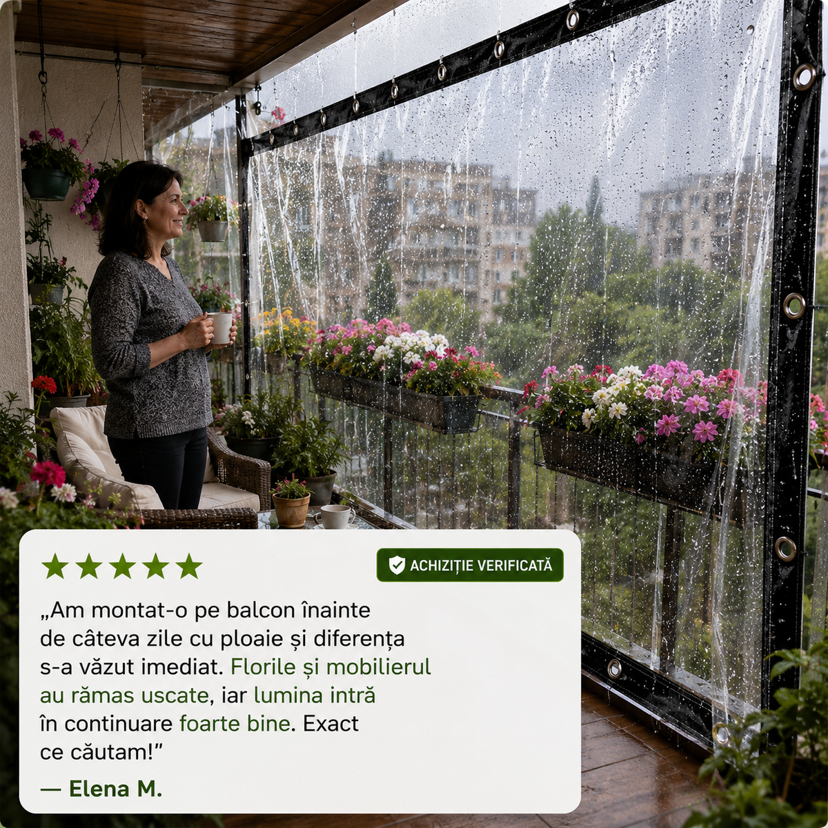 Prelată Transparentă Impermeabilă ClimaShield™