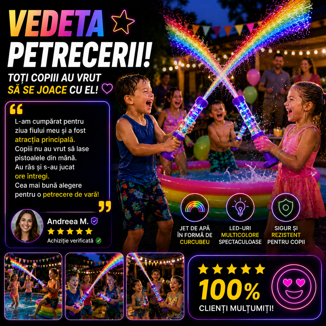 Pistol cu Apă Curcubeu cu LED — RainbowBlast™