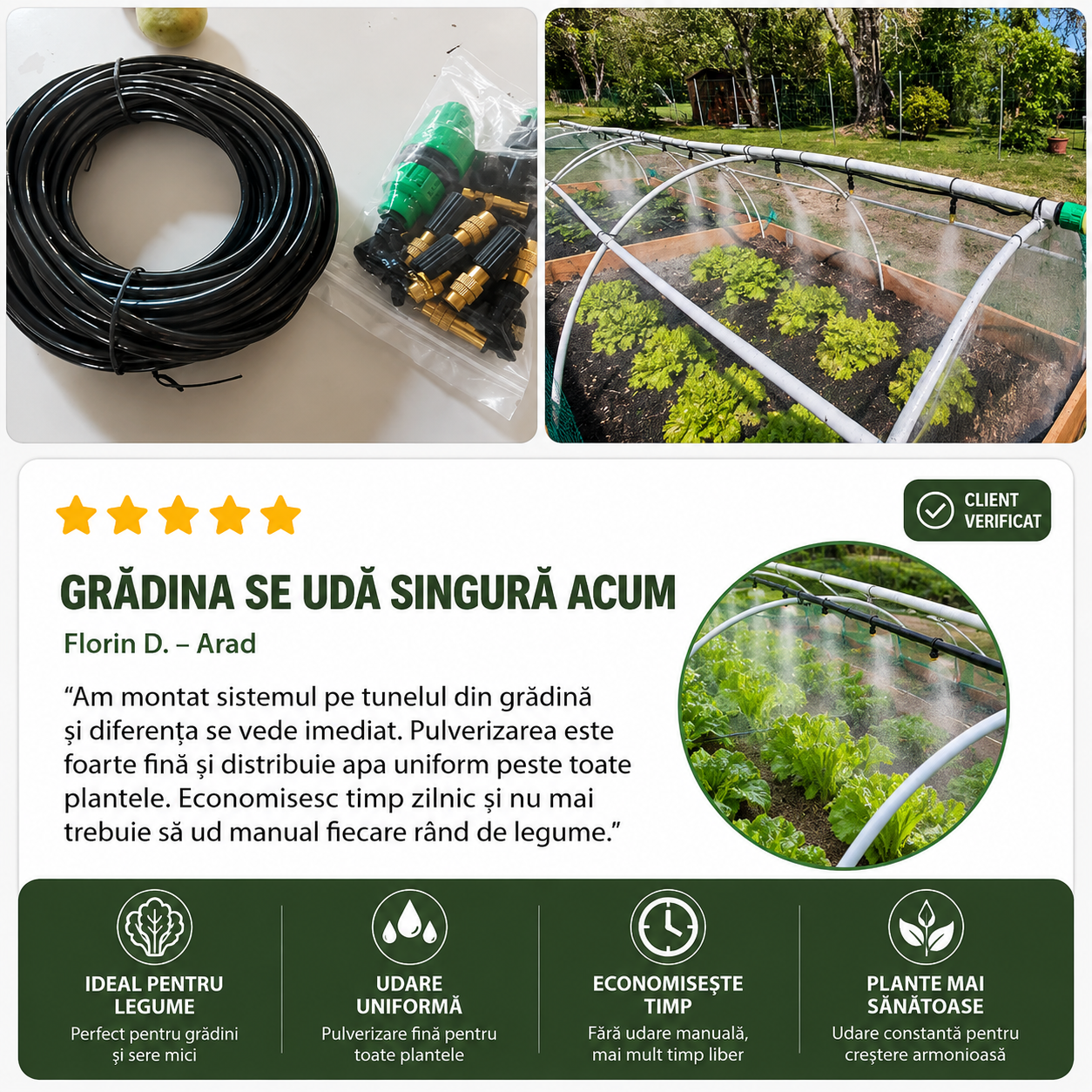 SISTEM DE IRIGARE & RĂCIRE CU CEAȚĂ MistGarden Pro™