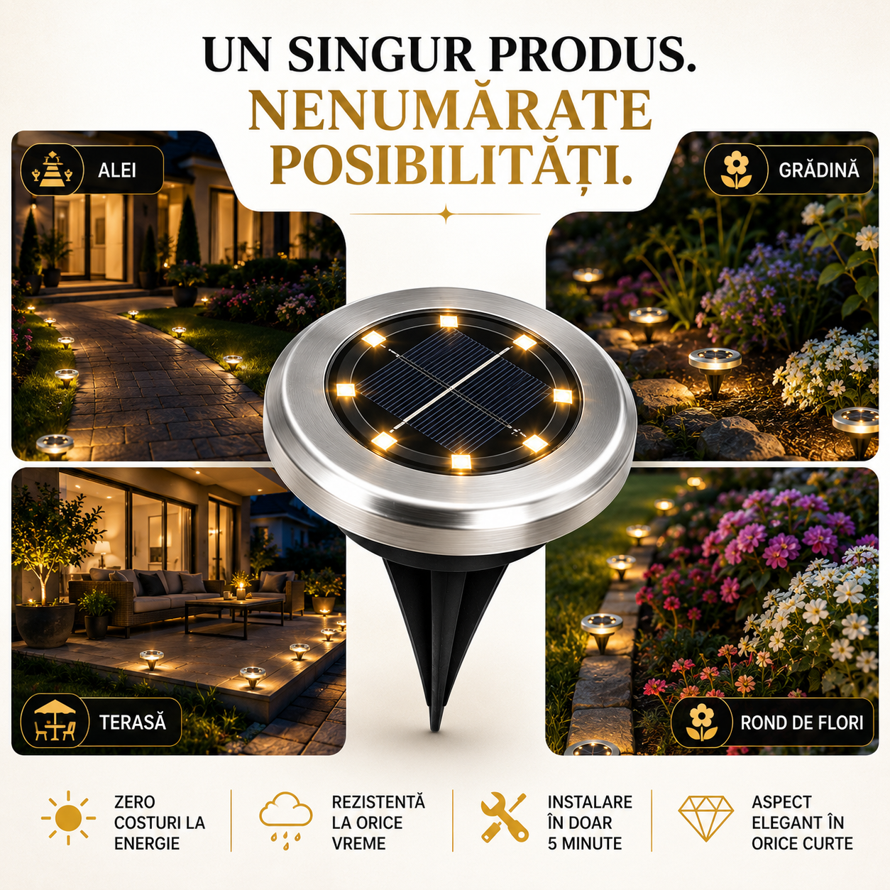 4 Lumini Solare de Sol cu LED SolarGlow Pro™